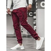 Prodaje se prodaje carinjenja za muškarce Muški kombinezoni i tkani višestepenici casual pantalone, crvene hlače, crvene, l