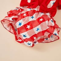 Rovga Baby Girl BodySuits Flyne rukave Dan neovisnosti July Striped Star Prints Ruffles Romper BodySuits