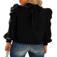 GLONME Majica sa čvrstim bojama Ženska radna pulover Elegantne luk majica Black XXL