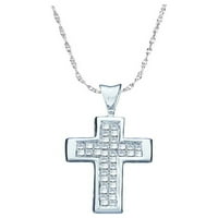 Jewels 14kt Bijelo zlato Žene Princess Diamond Cross Religious Privjesak CTTW