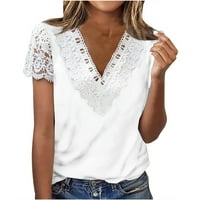 Bijela bluza za žene ženske bluze i vrhove Dressy s kratkim rukavima modni ljetni preklopljeni redoviti