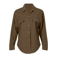 Rovga ženski kaput jakne modni čvrsti jakni patentni džepni gumb Dugi rukav rukav oblozi za ovratnik