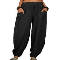 Capreze pamučna posteljina pant za žene Ljetne casual hlače plaže široke noge pantalone plus size Loungewear