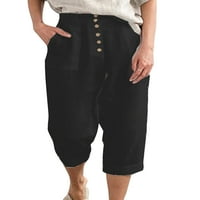 Hait ženski gumbi visokog struka Loungewear Lounge Bočni džepovi Palazzo Pant Ljeto Capris Pausti pantalone