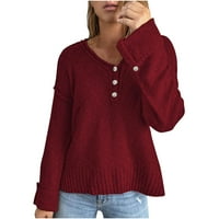 Aloohaidyvio Terra i Sky džemperi za žene, Žene Ležerne prilike Soild Dugih rukava Klint pulover džemper