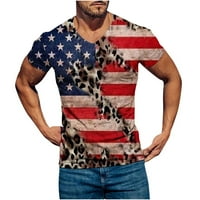 QOLATI 4. jula Majice kratkih rukava za muškarce Ljetni zvjezdica Stripe Print Patriots Crewneck Duks