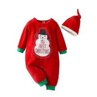 Božićni dogovori novorođeno dijete bebi crtani božićni dječaci djevojke odjeću za prestanku + šešir postavljen odobrenje