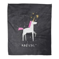 Flannel bacati pokrivač s kabine za jednorog slatke znakove zvijezde djevojke magično rimotična ljepota