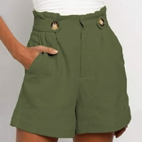 Vedolay ženski modni modni gumb visok struk čvrsto kratak sa džepom, vojska zelena m
