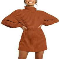 Glonme dame mini haljine dugih rukava džemper haljina od pulover od pulove u boji, skakač mekani casual