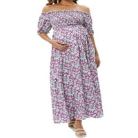 Kelajuan ženske haljine casual pune boje cvjetno skrobne haljine za trudnoću za odjeću za trudnoću Photoshoot