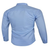 Avamo Muški vrhovi rever izrez Tunika Košulje s dugim rukavima Odmor s jednom grudnom bluzom Plain gumb dolje svijetlo plava 3xl