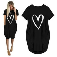 Strugten Fashion Wose Love Love Print džepovi Casual kratkih rukava Haljina Maxi haljina za žene