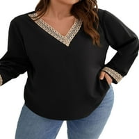 Ženska plus veličina Bluze Ležerne prilike V izrez Top Black 3xl