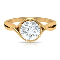 Rosec Jewels CT Okrugli moissitni zaručni prsten za žene, moissite Solitaire Gold Crossover prsten, 14k žuto zlato, SAD 11.50