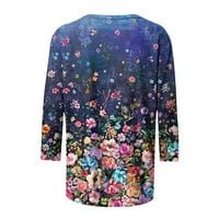 Atinetok Womens Dressing Tops Leptir Floral Print Casual Dressy Horce za žene Trendy rukave Okrugli