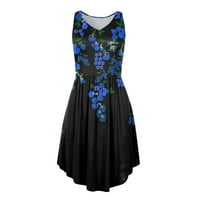 Koaiezne haljine za žene Ležerne žene Ljeto Ležerne prilike Jednostavni cvijet Ispis V izrez Pocket