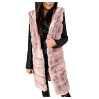 SNGXGN ženska lagana kapuljača spuštena gumb s prednjim zimskim kaputima za žene, ružičaste, veličine