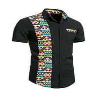 Prednjeg swalk muns comfy gumb down bluza kratki rukav Havajska majica za majicu sa džepnim plažama