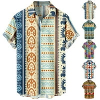 Porodično podudaranje casual gumba niz havajska majica s kratkim rukavima, tiskane meke bluze, veličina 100-170 xxs-8xl