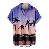 Zodggu ponude Havajske košulje za muškarce Saopse Casual Džep Tropska pejzaža Grafički ovratnik ovratnik