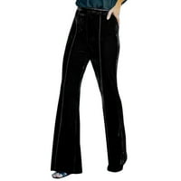 Huaai Dame Big Flare Street Trendy Solid Color Fashion Fluorescentne pantalone Ležerne hlače za žene Black XL