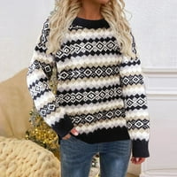 Prugasti džemperi za žene zimska moda Novi okrugli pad vrata u boji blok blok patchwork labavi pleteni pulover vrhovi