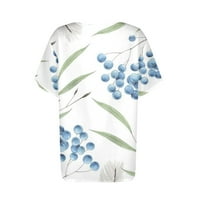 Ženski ljetni vrhovi Henley casual bluza cvjetne žene majice kratki rukav bijeli m