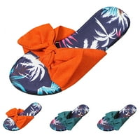 Daznico Womens Sandale Ženske papuče Ljetni luk ukras ravne dno udobne sandale za plažu