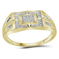 10kt žuto zlato mens okrugli dijamantski kvadratni prsten CTTW