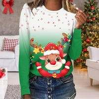 Sretan božićni duks žena majica snijega pahuljica plairana s dugim rukavima Crewneck pulover bluza yutnsbel