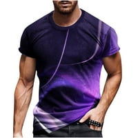 Honeeladyy Men Casual Okrugli vrat 3D digitalni ispis Pulover fitness sportske kratke hlače rukave majica
