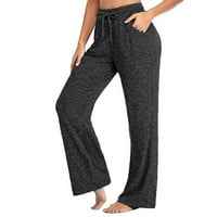 Ženske ljetne hlače, modne žene čvrsti džepovi sa visokim strukom labave vučne vode široke noge joga hlače