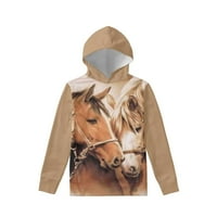 Duksevi smeđih konja za dječake veličine 6-godina Duks pulover za slobodno vrijeme za mlade djeca udobne aktivnosti na otvorenom dukserice s kapuljačom