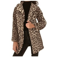 Loopsun ženske vrhove Dressy casual ženska leopard Faux-krhna imitacija rever s dugim rukavima kaput