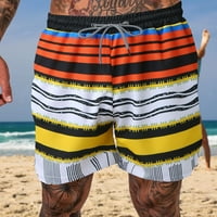 Xysaqa muške casual prugaste kratke hlače, ljetne udobne prozračne elastične struk plaže sportske kratke