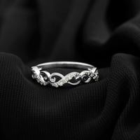 Certificirani dijamantski bend prsten za žene za žene - Hi-si kvalitet, srebrna srebra, SAD 6,50
