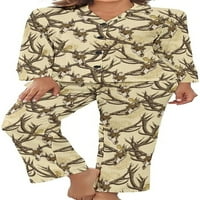 Vintage jelena lobanja ženska pidžama set padžama dolje za spavanje pj set loungewear noćni odijelo