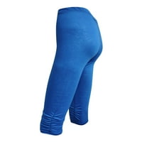 Mrat ženske hlače od kaprisa visoki struk vitki joga capris hlače čvrste boje rastezanje kaprisa pantalone za žene joga trčanje obrezane hlače plavo xxxxxl