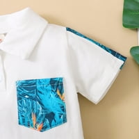 TODDLER Baby Boys Outfits Podesite kratki rukav pulover za vrat u majicama listova za ispis kratke hlače za dječake Ljetna odjeća 2- godine