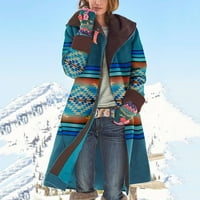Asdoklhq ženske plus veličine kaputa za uklanjanje ženskih ležernih rukava s dugim rukavima patchwork dugi kardiganski vrhovi bluza