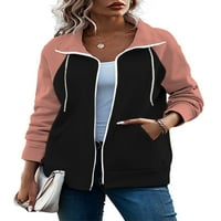 Nizieer za žene odjeće rever kaput dugih rukava jakna vrećice ružičaste boje blok ružičasta 5xl