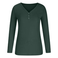 Dukseri za žene Trendy Y2K modni casual v-izrez dugih rukava labav majica padajući pad bluza pulover