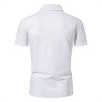 Hanas Fashion Muški vrhovi Modni muški ljetni tanak fit udoban prugasti pletena čipkavu majicu izrez bijele l