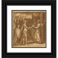 TADDEO ZUCCARO Black Ornate Wood Framed Double Matted Museum Art Print pod nazivom - Cardinal Albornoz daje Farnese ključeve Valentino