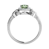 AoneJewelry 1. Carat Green Amethyst i dijamantni prsten u 10K čvrstog ruža, bijelog i žutog zlata