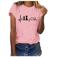 Ženski vrhovi ženske djevojke plus veličina tine majice kratki rukav majica bluza Pink xxxl