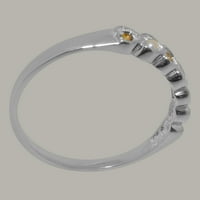 British napravio 14K bijelog zlatnog kulturnog bisera i citrine Ženski večni prsten - veličine opcije - veličine 10.75