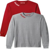 Daxton Premium Arkansas muškarci dugih rukava majica ultra mekani srednje težine pamuk, crvena tee crna slova xs