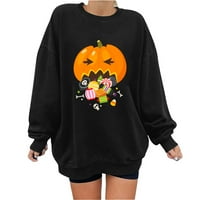 Ženska kofer za prevelike vještica, žene pad Halloween Dukserište bundeve T-majice Smiješni dugi rukav Crew Crat labav pulover Top bluze